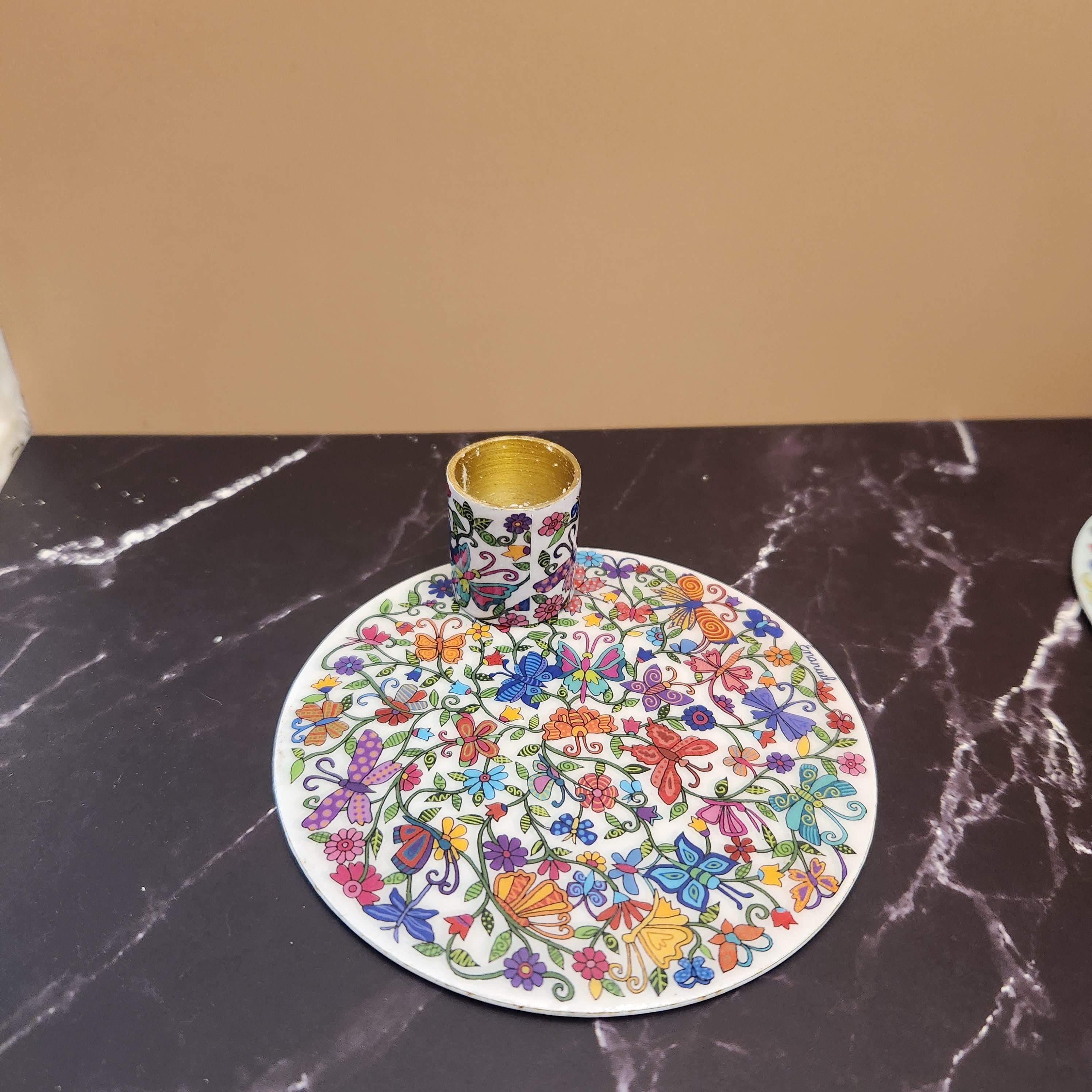 סט פמוטות שבת לנרות שבת נרות כשרים מקלות יודאיקה מתנה יהודית אמנות ישראלית שבת שלום