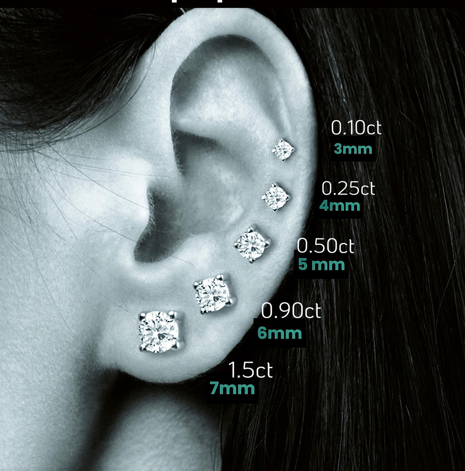 עגילי יהלומים מעובדים במעבדה 2 קראט יהלום מעבדה