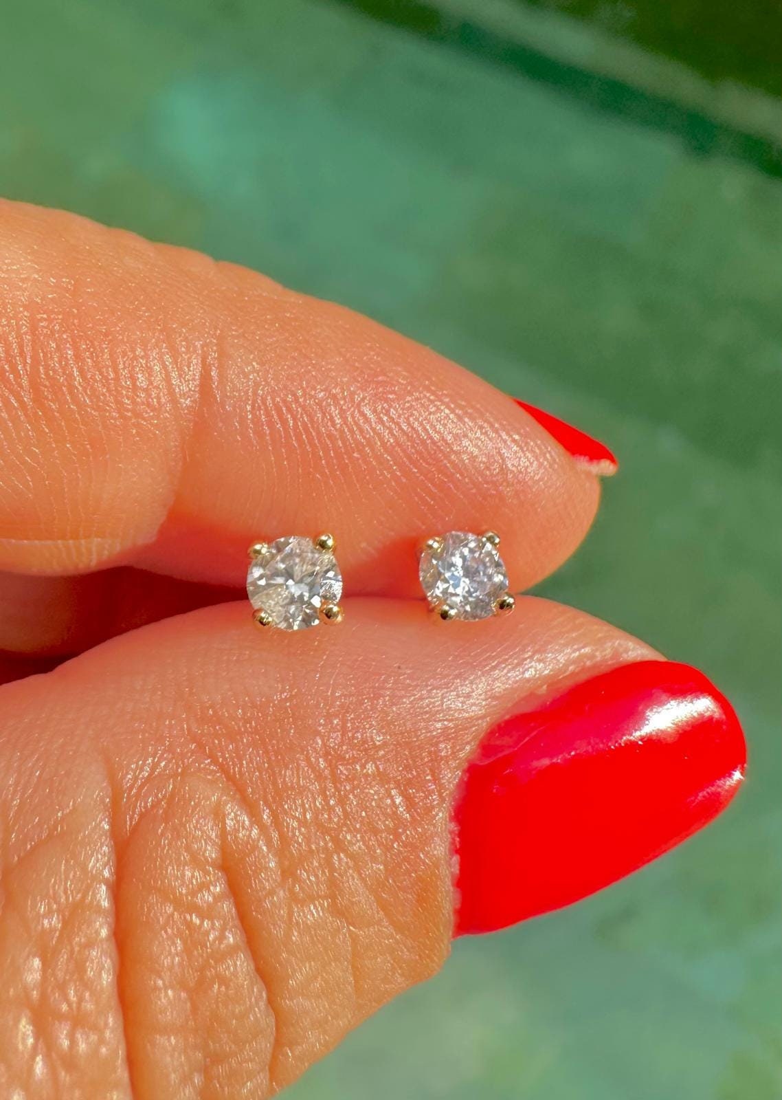 עגילי יהלום מעבדה חתיכים זהב 14 קראט זהב לבן