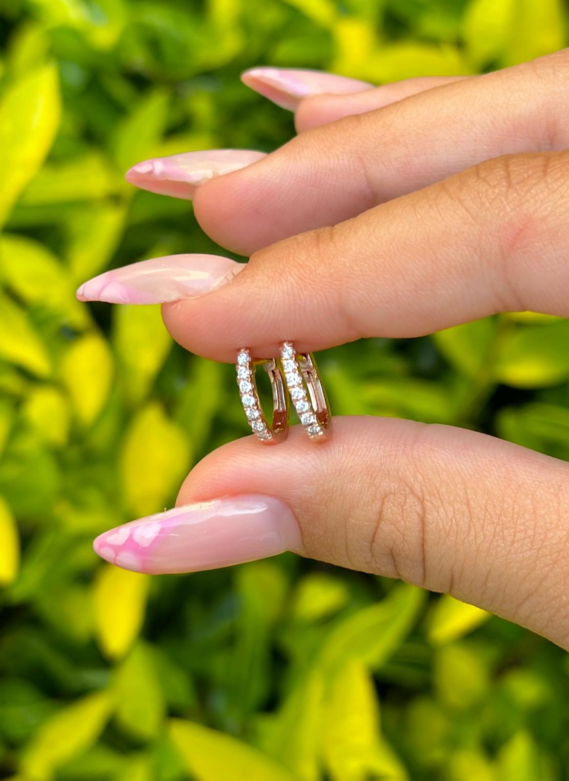 עגילי מעבדה עגילי יהלום חישוק זהב 14k