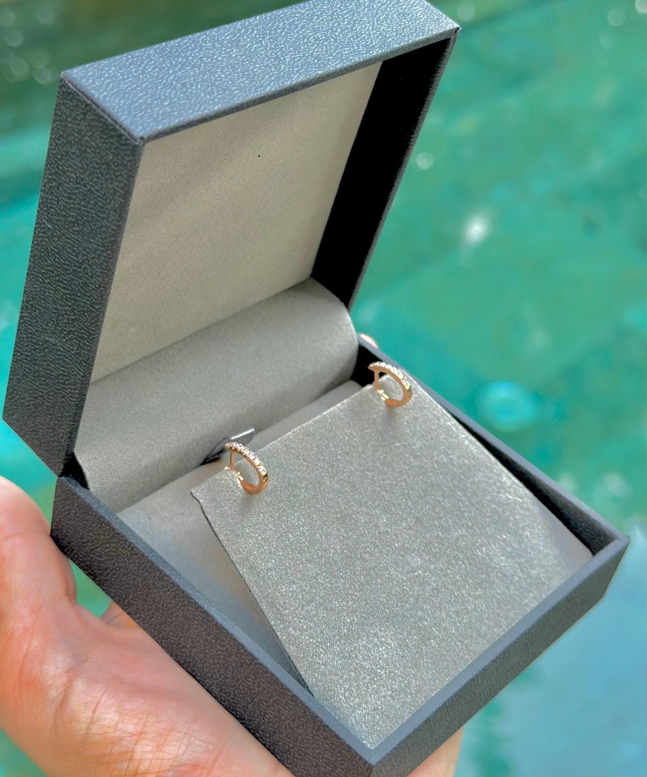 עגילי מעבדה עגילי יהלום חישוק זהב 14k