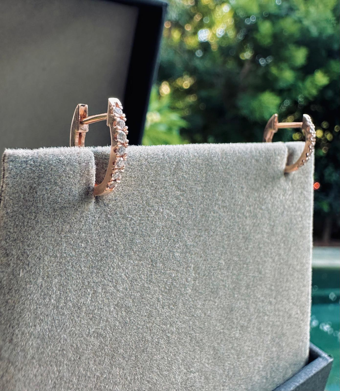 עגילי מעבדה עגילי יהלום חישוק זהב 14k