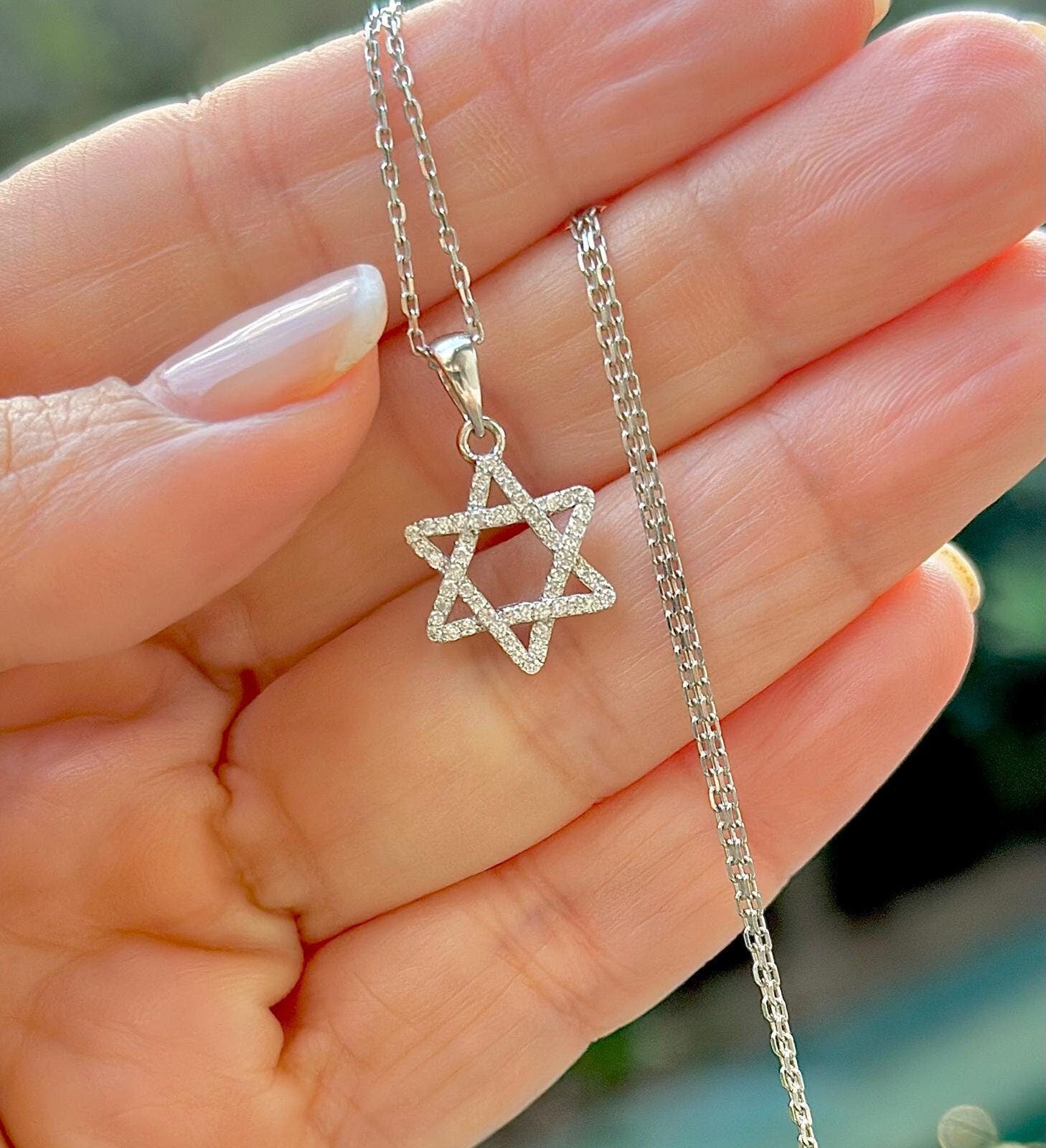 שרשרת יהלומים מגן דוד 14 קראט זהב מלא