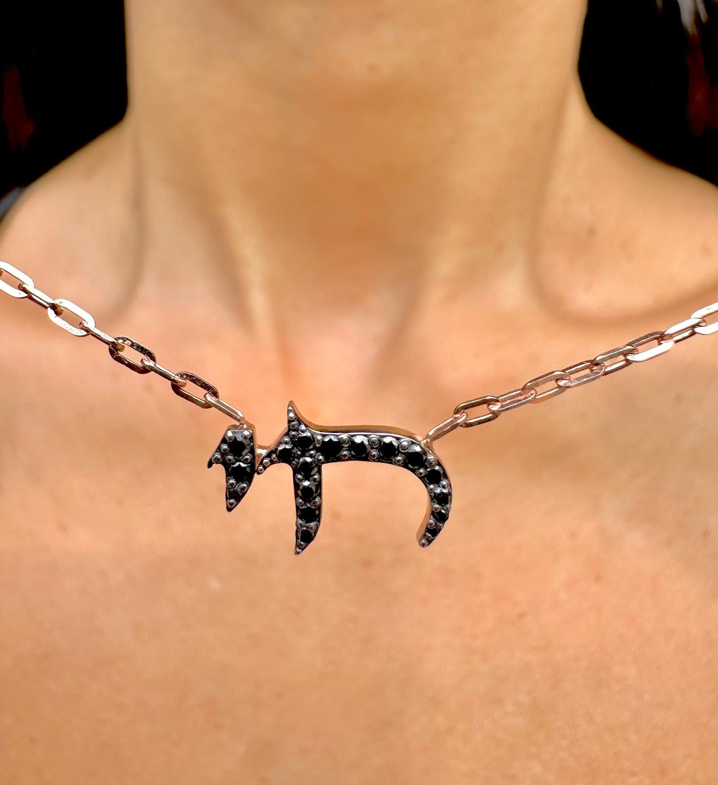 שרשרת צ'אי זהב יהלומים תוצרת ישראל 14 קראט זהב מלא