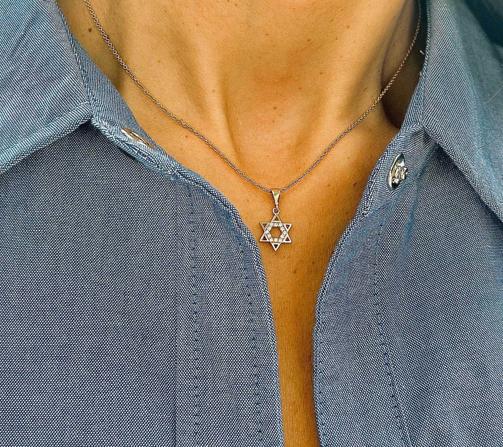 שרשרת יהלומים מגן דוד 14 קראט זהב מלא