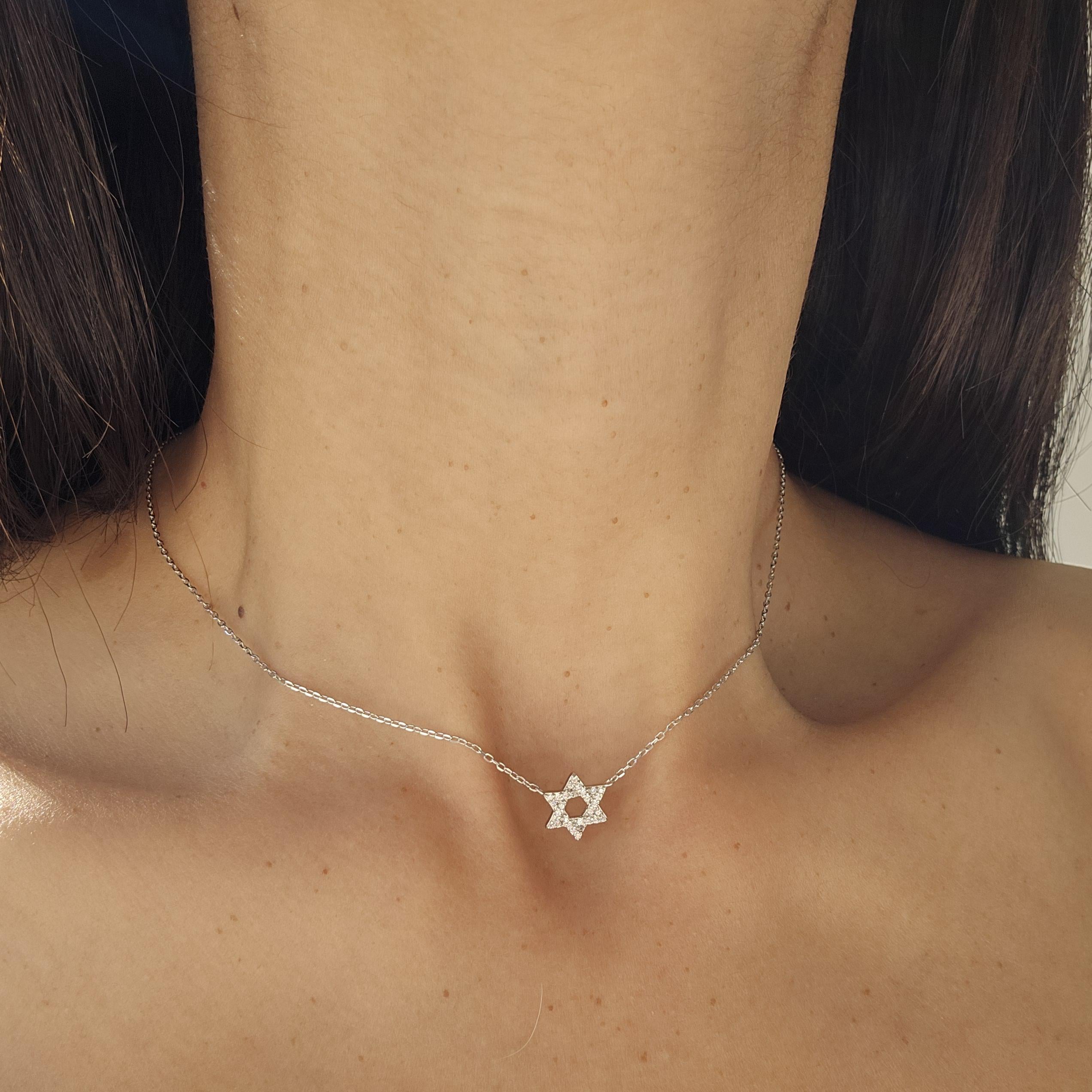 CZ Star of David Necklace Israel 925 Sterling Silver