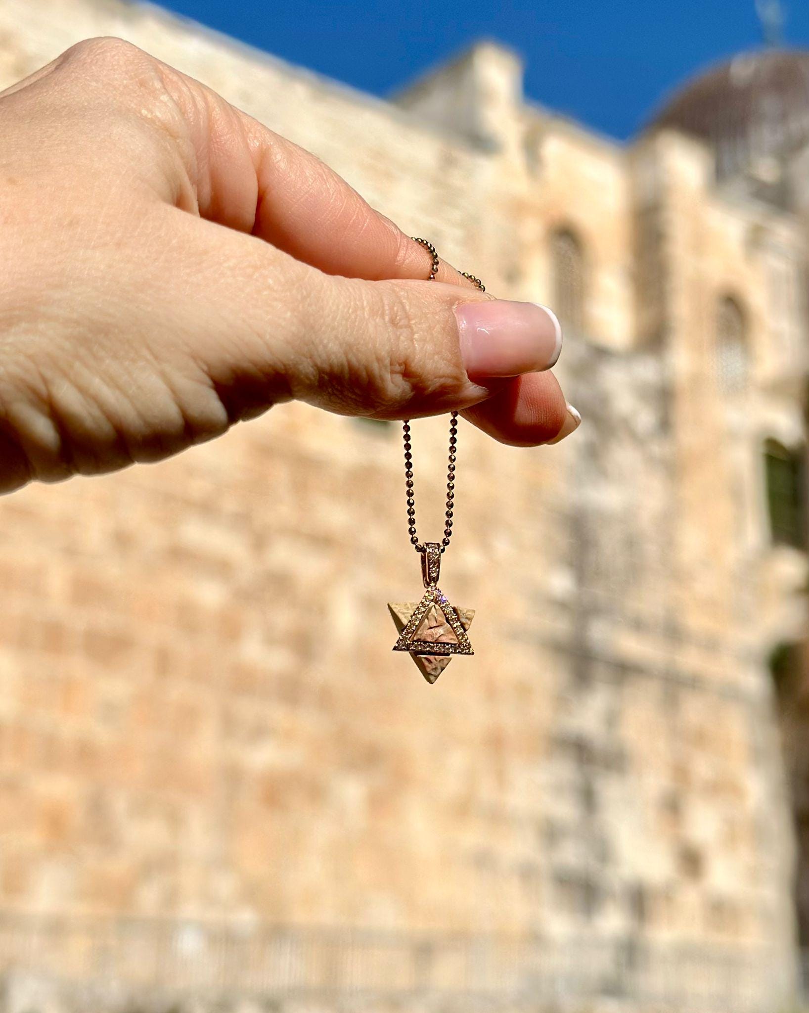 שרשרת מגן דוד ירושלים אבן ישראל שרשרת יהלום שרשרת זהב הר הבית