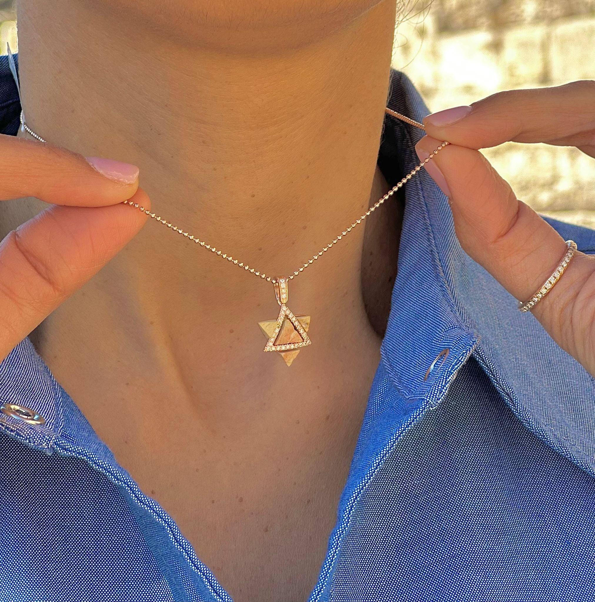 שרשרת מגן דוד ירושלים אבן ישראל שרשרת יהלום שרשרת זהב הר הבית