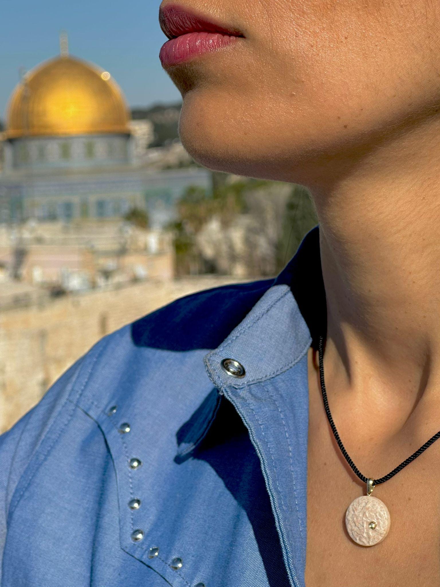 שרשרת אבן ירושלים ישראל שרשרת יהלום זהב הר הבית