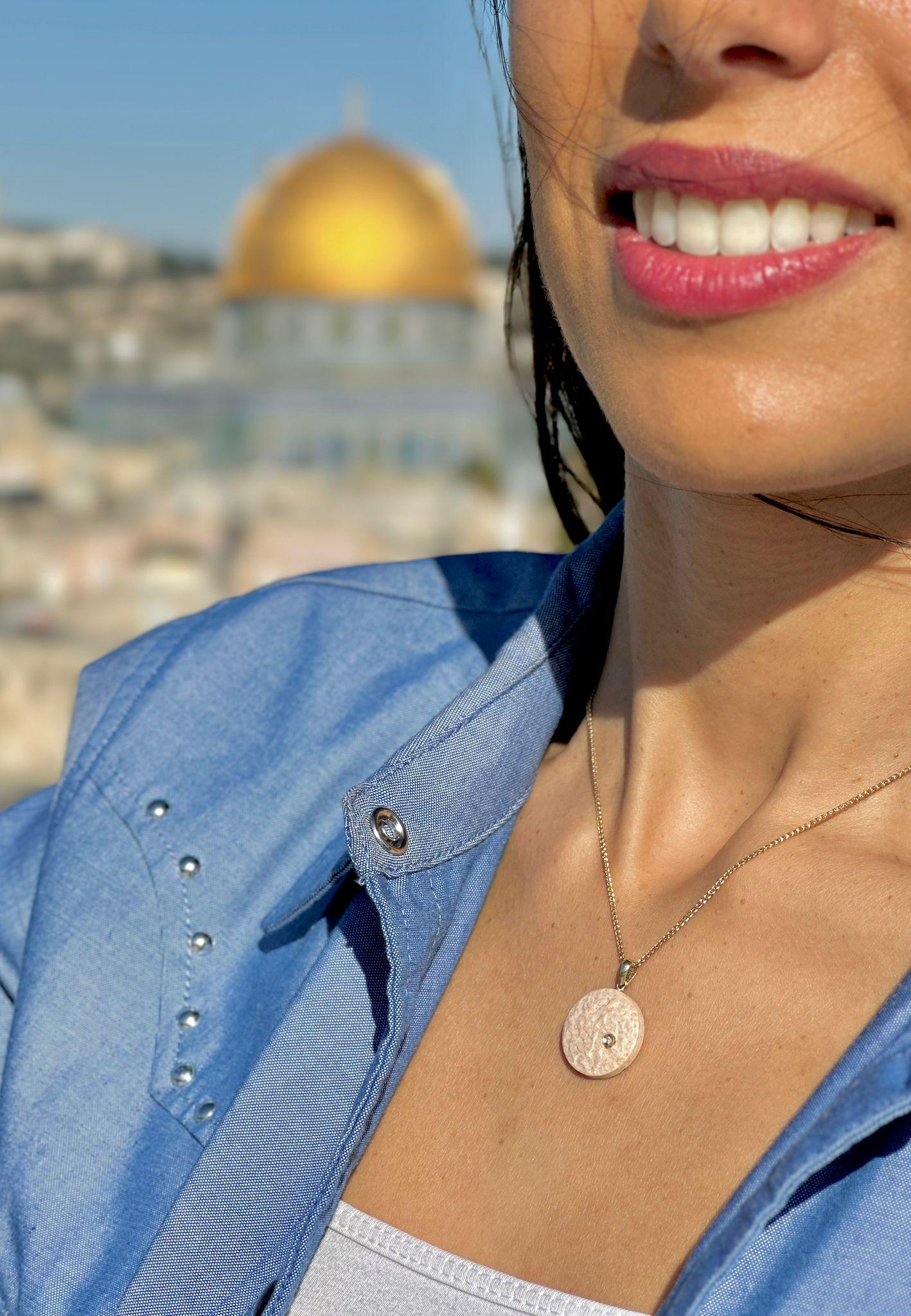 שרשרת אבן ירושלים ישראל שרשרת יהלום זהב הר הבית