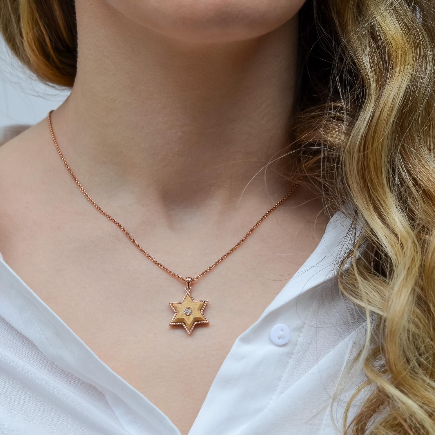 שרשרת מגן דוד ירושלים אבן ישראל שרשרת יהלום שרשרת זהב הר הבית